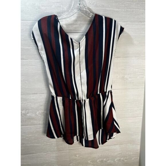 EXPRESS Striped Asymmetrical Hem Surplice Wrap Blouse Medium‎ - Picture 3 of 5